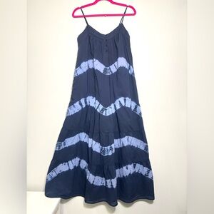 LUCKY BRAND Live in Love‎ Tie Dye Blue Sleeveless Lined Tiered Maxi Dress Size S